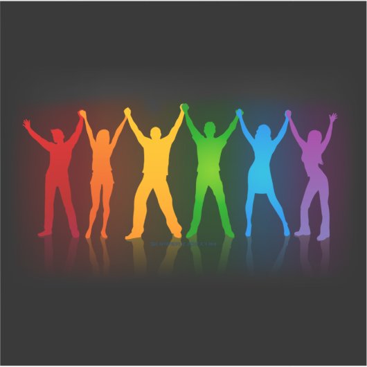 SlipperyJoe's pride mensen geven silhouette kleurf Sticker (Voorkant)