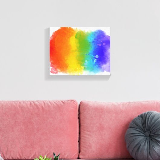 SlipperyJoe's pride splatter regenboog kleuren lev Canvas Afdruk (Insitu (Woonkamer))