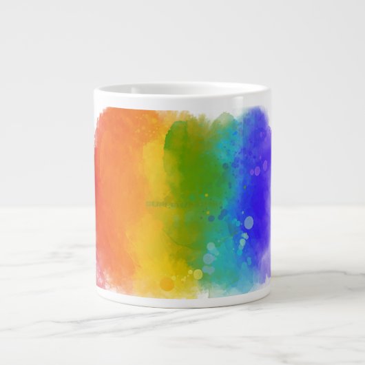 SlipperyJoe's pride splatter regenboog kleuren lev Grote Koffiekop (Voorkant)