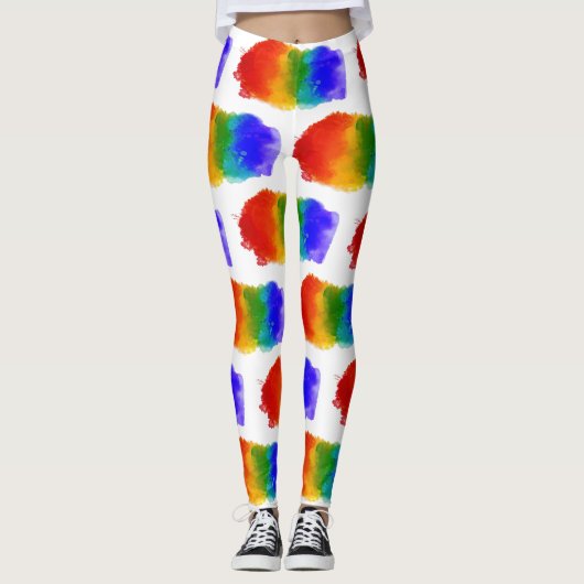 SlipperyJoe's pride splatter regenboog kleuren lev Leggings (Voorkant)