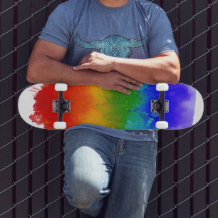 SlipperyJoe's pride splatter regenboog kleuren lev Persoonlijk Skateboard