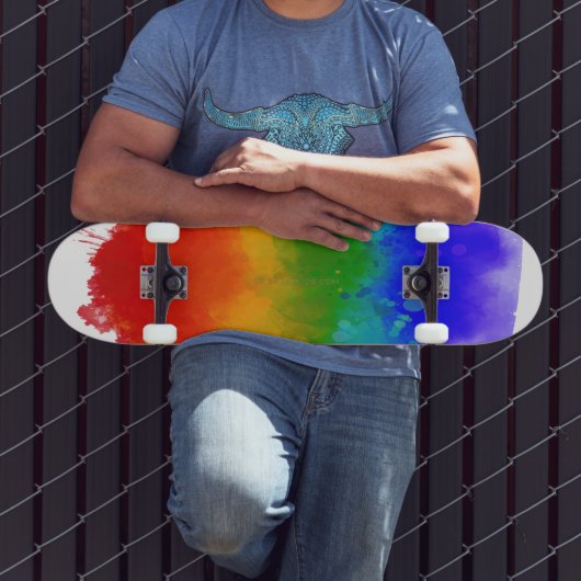 SlipperyJoe's pride splatter regenboog kleuren lev Persoonlijk Skateboard (Buiten 3)