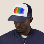 SlipperyJoe's pride splatter regenboog kleuren lev Trucker Pet (In situ)