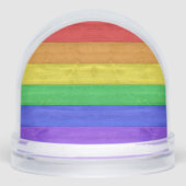 SlipperyJoe's pride wooden flag horizontal rainbow Sneeuwbol (Voorkant)