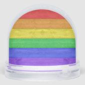 SlipperyJoe's pride wooden flag horizontal rainbow Sneeuwbol (Achterkant)