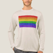 SlipperyJoe's pride wooden flag horizontal rainbow Tri-Blend Shirt (Voorkant volledig)