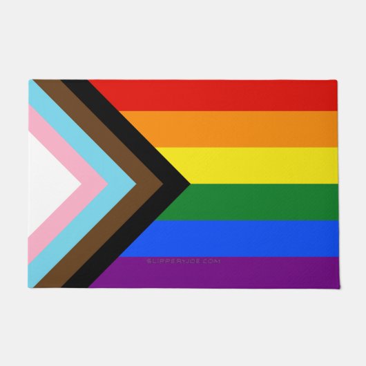 SlipperyJoe's Progress Pride Vlag homoseksuele ges Deurmat (Voorkant)
