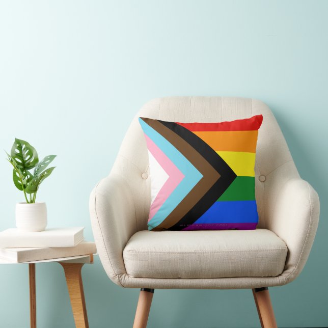 SlipperyJoe's Progress Pride Vlag homoseksuele ges Kussen (Stoel)