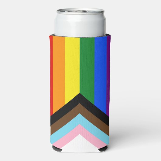 SlipperyJoe's Progress Pride Vlag homoseksuele ges Seltzer Blikjeskoeler (Seltzer Achterkant)