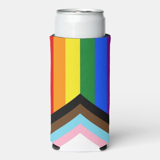 SlipperyJoe's Progress Pride Vlag homoseksuele ges Seltzer Blikjeskoeler (Seltzer Voorkant)