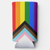 SlipperyJoe's Progress Pride Vlag homoseksuele ges Seltzer Blikjeskoeler (Achterkant)