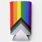 SlipperyJoe's Progress Pride Vlag homoseksuele ges Seltzer Blikjeskoeler (Voorkant)