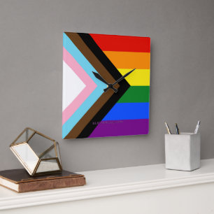 SlipperyJoe's Progress Pride Vlag homoseksuele ges Vierkante Klok