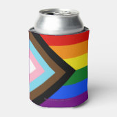 SlipperyJoe's Progress Pride-vlag zes klassieke ho Blikjeskoeler (Blikje Voorkant)
