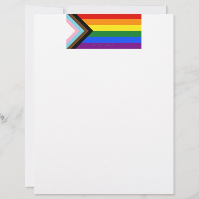 SlipperyJoe's Progress Pride-vlag zes klassieke ho Briefhoofd (Voorkant)