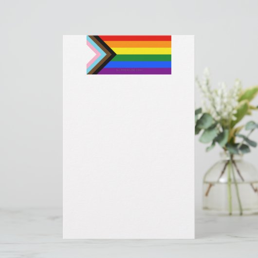 SlipperyJoe's Progress Pride-vlag zes klassieke ho Briefpapier (Staand voorkant)