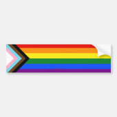 SlipperyJoe's Progress Pride-vlag zes klassieke ho Bumpersticker (Voorkant)