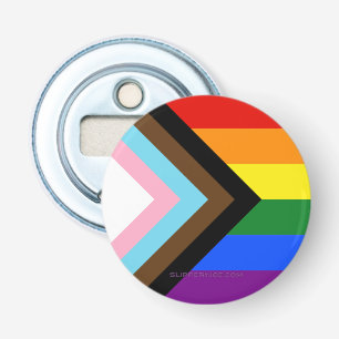 SlipperyJoe's Progress Pride-vlag zes klassieke ho Button Flesopener