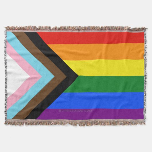 SlipperyJoe's Progress Pride-vlag zes klassieke ho Deken (Voorkant)