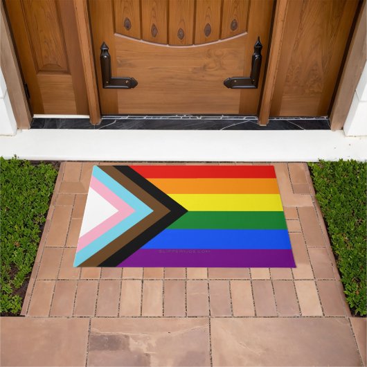 SlipperyJoe's Progress Pride-vlag zes klassieke ho Deurmat (Buiten)