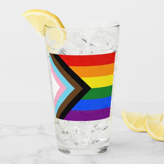 SlipperyJoe's Progress Pride-vlag zes klassieke ho Glas (Voorkant ijs)