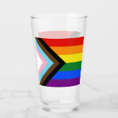 SlipperyJoe's Progress Pride-vlag zes klassieke ho Glas (Voorkant)