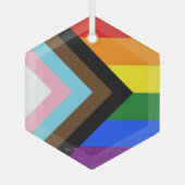 SlipperyJoe's Progress Pride-vlag zes klassieke ho Glas Ornament (Voorkant)