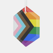 SlipperyJoe's Progress Pride-vlag zes klassieke ho Glas Ornament (Voorkant links)