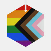 SlipperyJoe's Progress Pride-vlag zes klassieke ho Glas Ornament (Achterkant)