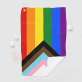 SlipperyJoe's Progress Pride-vlag zes klassieke ho Golfhanddoek (Insitu)