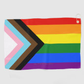 SlipperyJoe's Progress Pride-vlag zes klassieke ho Golfhanddoek (Horizontaal)