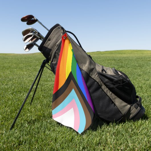 SlipperyJoe's Progress Pride-vlag zes klassieke ho Golfhanddoek (Groen)