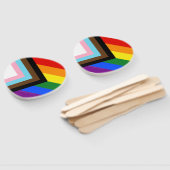 SlipperyJoe's Progress Pride-vlag zes klassieke ho Handwaaier (Niet-gemonteerd)