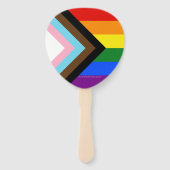 SlipperyJoe's Progress Pride-vlag zes klassieke ho Handwaaier (Voorkant)