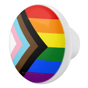 SlipperyJoe's Progress Pride-vlag zes klassieke ho Keramische Knop