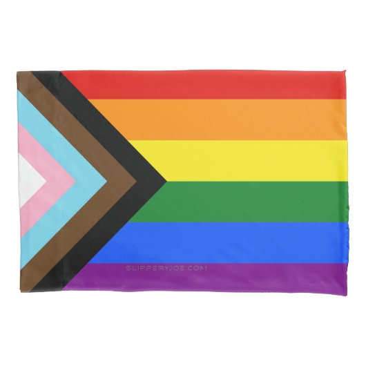 SlipperyJoe's Progress Pride-vlag zes klassieke ho Kussensloop (Voorkant)