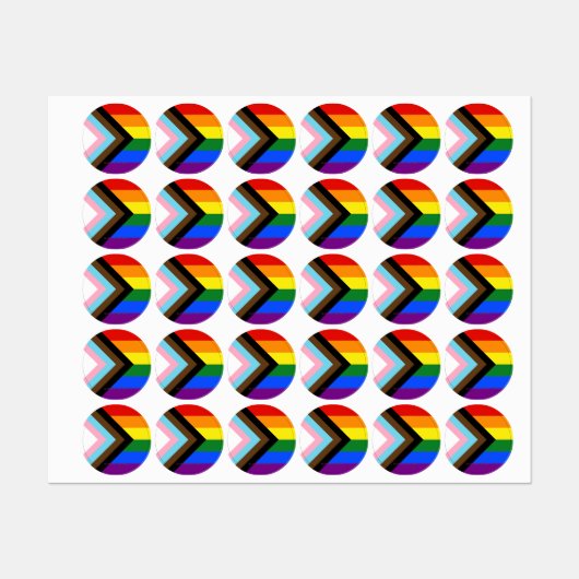 SlipperyJoe's Progress Pride-vlag zes klassieke ho Labels (Vel)