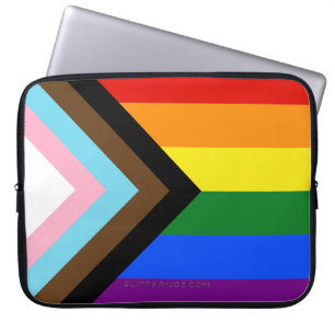 SlipperyJoe's Progress Pride-vlag zes klassieke ho Laptop Sleeve
