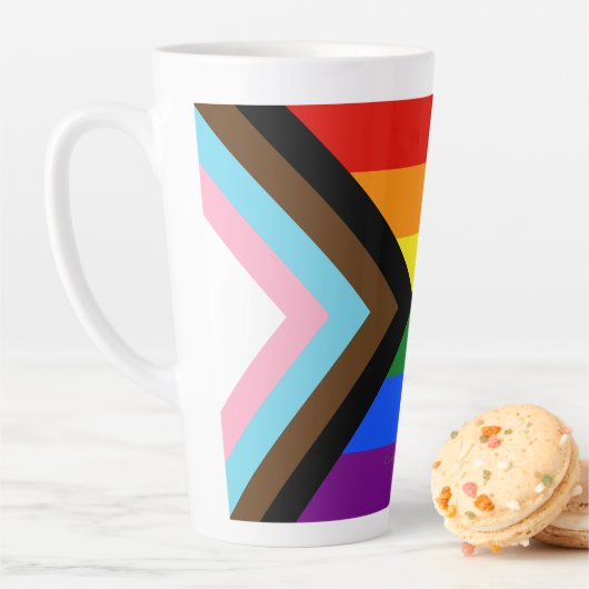 SlipperyJoe's Progress Pride-vlag zes klassieke ho Latte Mok (In situ)
