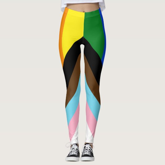 SlipperyJoe's Progress Pride-vlag zes klassieke ho Leggings (Voorkant)