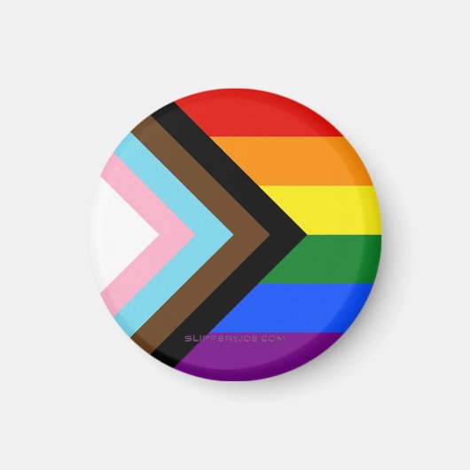 SlipperyJoe's Progress Pride-vlag zes klassieke ho Magneet (Voorkant)