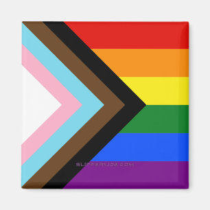 SlipperyJoe's Progress Pride-vlag zes klassieke ho Magneet