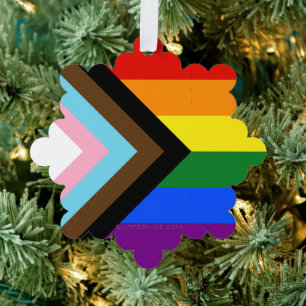 SlipperyJoe's Progress Pride-vlag zes klassieke ho Ornament Kaart