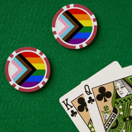 SlipperyJoe's Progress Pride-vlag zes klassieke ho Poker Chips (Pokertafel (Dubbel))
