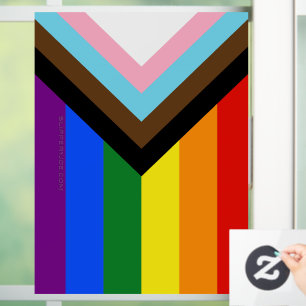 SlipperyJoe's Progress Pride-vlag zes klassieke ho Raamsticker