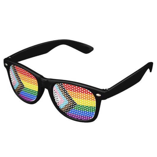 SlipperyJoe's Progress Pride-vlag zes klassieke ho Retro Zonnebril (Gekanteld)