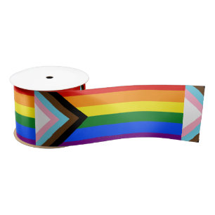 SlipperyJoe's Progress Pride-vlag zes klassieke ho Satijnen Lint