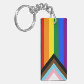 SlipperyJoe's Progress Pride-vlag zes klassieke ho Sleutelhanger (Voorkant Links)