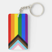 SlipperyJoe's Progress Pride-vlag zes klassieke ho Sleutelhanger (achterkant)