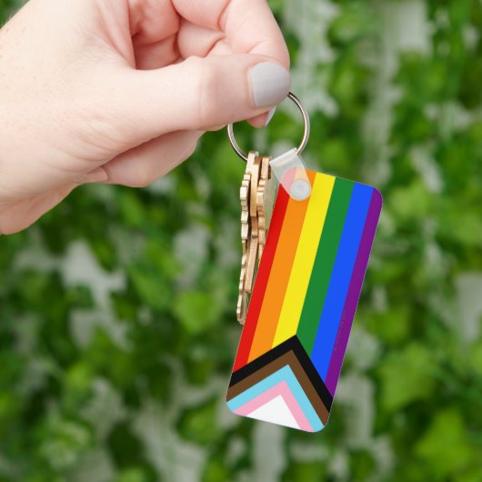 SlipperyJoe's Progress Pride-vlag zes klassieke ho Sleutelhanger (Hand)